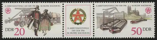 3028-3029 Magdeburg 1986, Zusammendruck, postfrisch