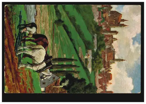 AK Rothenburg artiste ob der Tauber: Vue de la cave rocheuse avec des chevaux