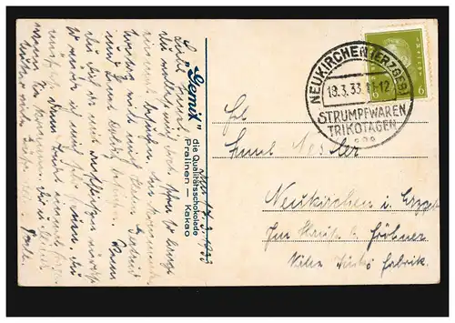 Tiere-AK Kühe, SSt NEUKIRCHEN (ERZGEB.) STRUMPFWAREN TRIKOTAGEN 18.3.1933