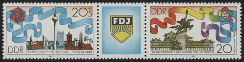 3248-3249 Weltfestspiele der Jugend FDJ 1989, Zusammendruck, postfrisch **