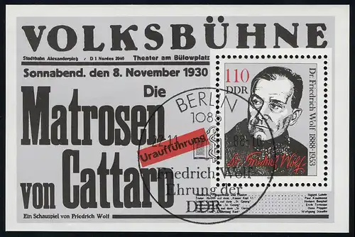 Bloc 96 BUCHE Frédéric Wolf 1988, ESSt Berlin