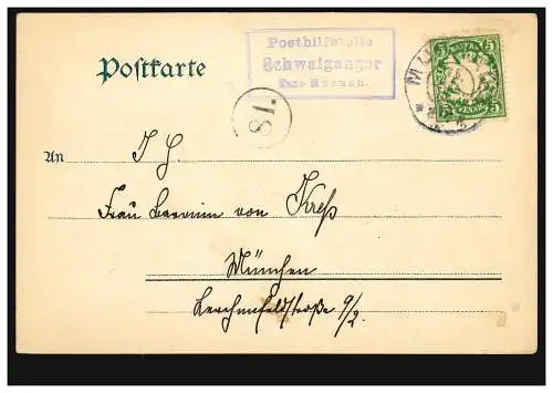 Landpost-Stempel Posthilfstelle Schwaiganger Taxe Murnau 16.7.1904 auf AK