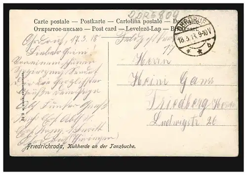 AK Friedrichroda: Feldpost OHRDRUF 18.3.1918