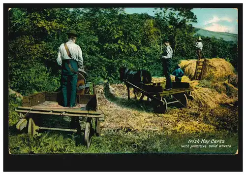 Chariots à foin irlandais à roues pleines simples, couru vers 1920