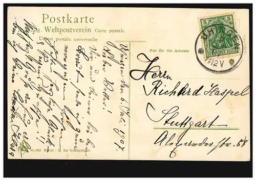 Künstler-AK Millet: Im Geflügelhof, UHINGEN 6.7.1907