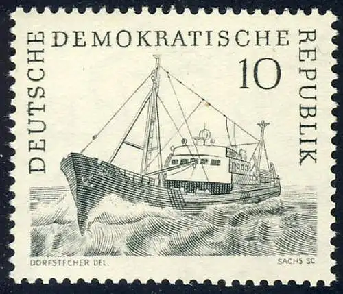 817 X Hochseefischerei Fischtrawler 10 Pf Wz.3 X ** geprüft BPP