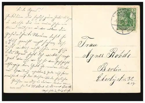 Tiere-AK: Hundegespann mit Mädchen bringen Geburtstagsblumen, RIXDORF 4.10.1909