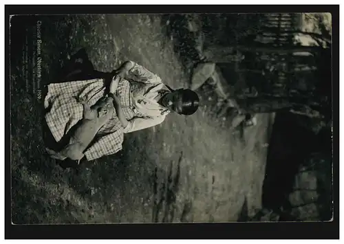 Foto-AK Mädchen mit Milchflasche füttert Schwein, OBERKIRCH 6.6.1906 Auslands-PK