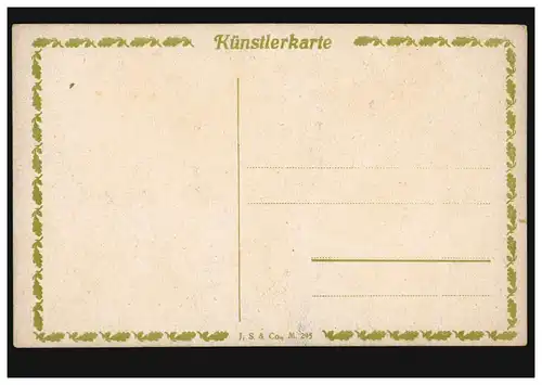 Künstler-AK Bauernhof mit Hühnern im Spätsommer, ungebraucht, um 1920