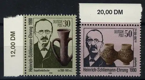 3364-3365 Schliemann 1990, Satz mit RWZ mit DM-Währung **