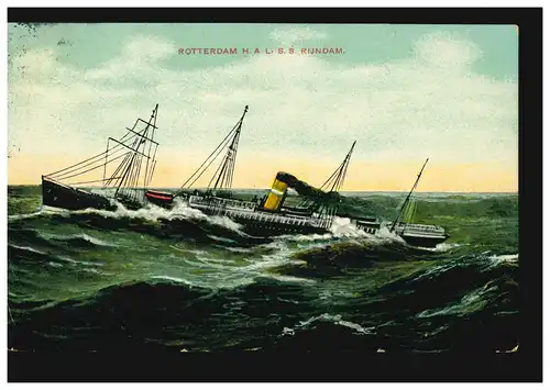 AK Artiste Navires: navire à passagers HAL S.S. Rijndam 1901, ROTTERDAM 2.3.1912