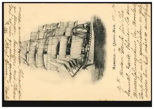 Foto-AK Schiffe: Marseille - Viermaster, MARSEILLE 10.10.04 nach ZÜRICH 11.11.04