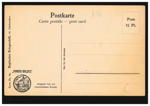 AK Artiste Chr. Rave: navire de guerre anglais 16ème siècle, inutilisé