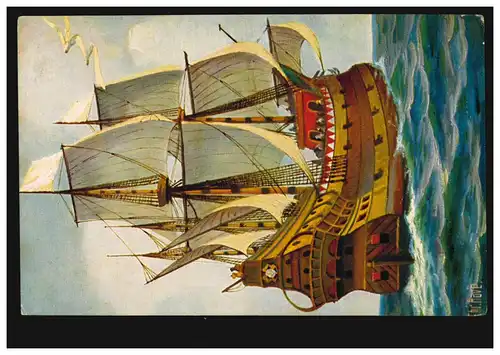 AK Artiste J.-C. Rave: navire de guerre hollandais de 1670, inutilisé