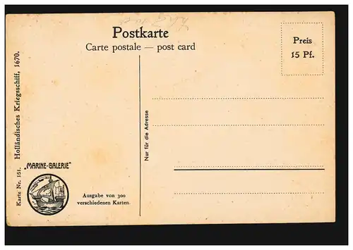 AK Artiste J.-C. Rave: navire de guerre hollandais de 1670, inutilisé