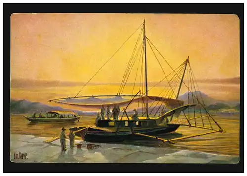 AK Artiste J.-C. Rave: Pont Manilla-Cavit (Philippines) 19ème siècle