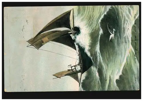 AK Segelschiffe - Segelboot auf hoher See, Frankreich - Schweiz