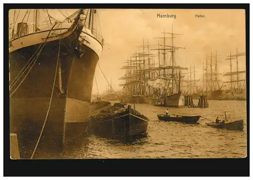 Foto-AK Schiffe: Segelschiffe und Boote im Hafen von Hamburg, 16.4.1910 