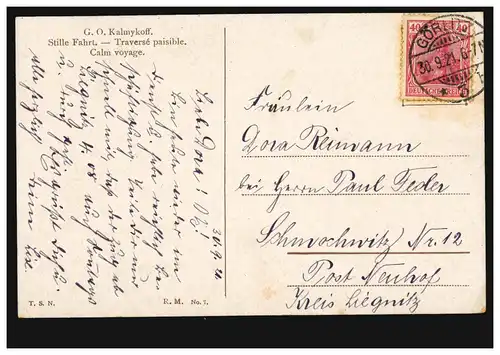 AK Artiste Bateaux: Kalmykoff / Kalmikov: Silencieuse route, GÖRLITZ 1921