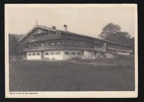 Foto-AK Landwirtschaft: Bauer in der Au bei Tegernsee - Bauernhaus, 23.12.1947