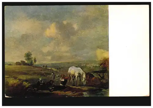 AK Wouwerman: travailleur de terrain à la course de midi avec des chevaux, inutilisé