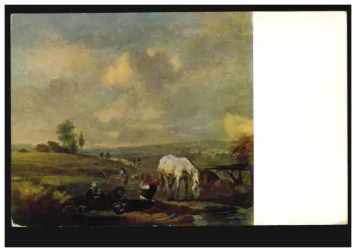 AK Wouwerman: travailleur de terrain à la course de midi avec des chevaux, inutilisé