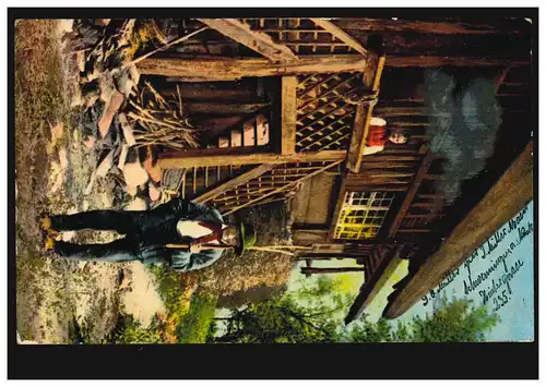 AK Landwirtschaft: Bauernhaus - Bauer mit Heugabel, SCHWENNINGEN 23.3.1908