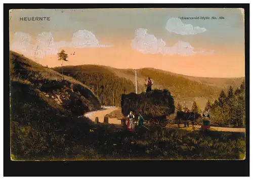 AK Agriculture: idylle de la Forêt Noire: moisson de foin avec des chenils, BREISGUAU 1906