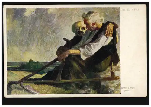 Künstler-AK Landwirtschaft: Erich Lamm - Das letzte Feld, ungebraucht, um 1910 