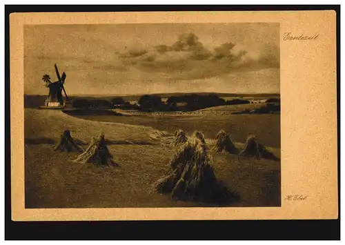 Photo AK Agriculture H. Ebel Temps de récolte - poupées de céréales moulin à vent, inutilisé