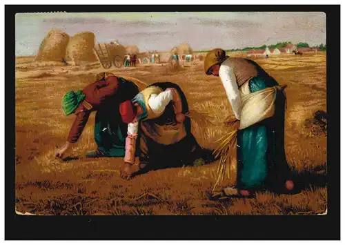 AK Artiste Agriculture: La récolte des céréales - Récolte de 3 paysannes, 1909