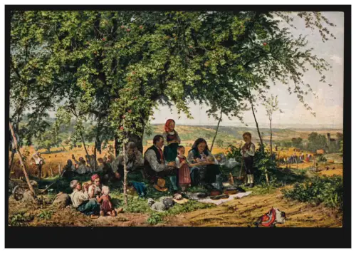 AK Agriculture Pause de moisson Th. Sagittaire: La Prière de la moisse, FEUERBACH / WURTT. 1920