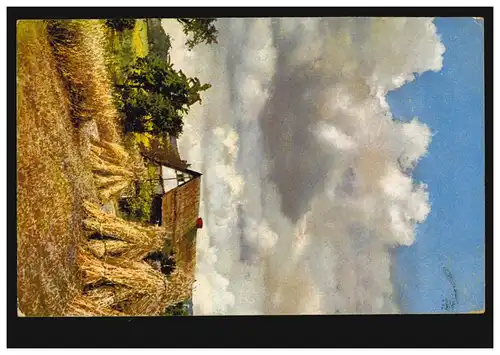 AK Agriculture: Ferme de céréales Garbes placés dans des poupées, Poste de campagne 1916