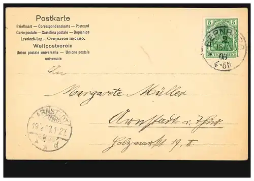 AK Landwirtschaft: Ludwig-Richter-Postkarte - Ochsengespann beim Pflügen, 1903