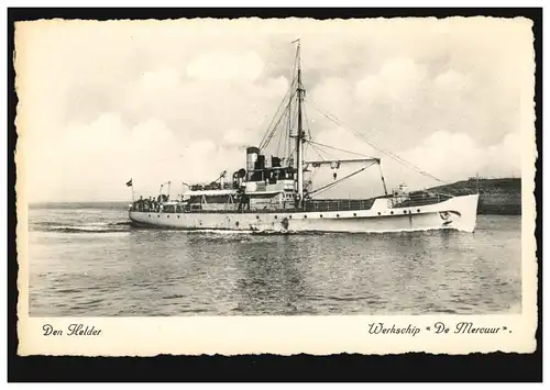 Bateaux AK Photo: Bateau de travail vapeur DE MERCUUR avant Den Helder, inutilisé