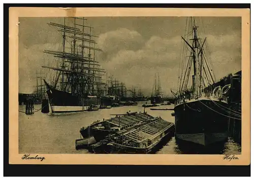 AK Schiffe: Hamburg - Hafen mit Segelschiffen und Dampfer, ungebraucht