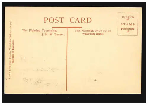 Künstler-AK Schiffe: J.M.W. Turner - The Fighting Temeraire, ungebraucht