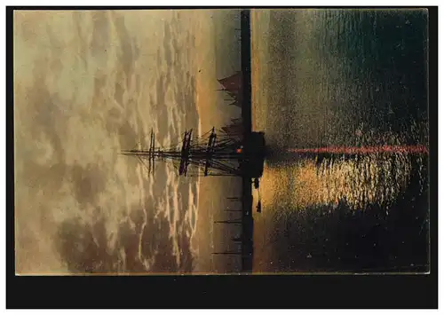 AK d'artiste navires: voiliers de nuit, inutilisé