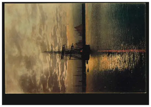 Künstler-AK Schiffe: Segelschiffe bei Nacht, ungebraucht