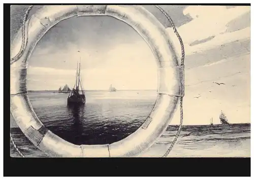 Bateaux de pêche et anneau de sauvetage, BERN 1.11.1907
