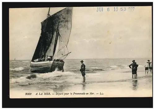 Voilier AK photo, A la Mer - Depart pour la Promenade, marqué en 1927