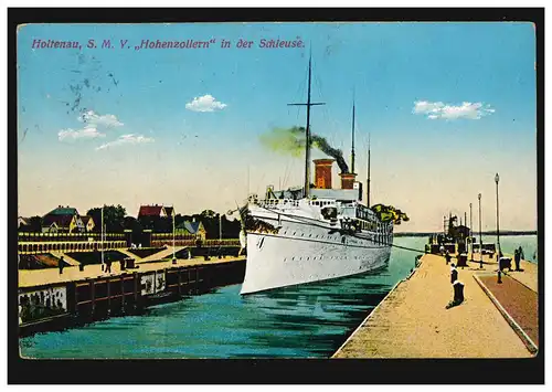 AK Navires: Holtenau - S.M.Y. HAUTS ZOLLERS dans l'écluse, KIEL 1913