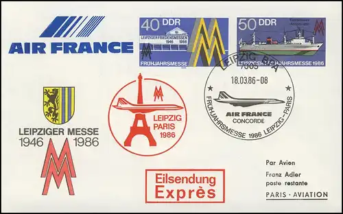 U 4 Leipziger Messe & Fabriktrawler 1986, Zudruck Air France SSt