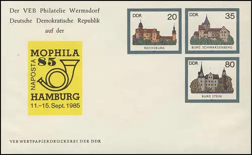 U 2 Burgen der DDR 1985, Zudruck MOPHILA, postfrisch
