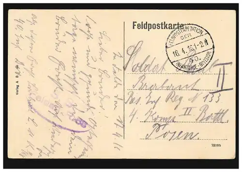 AK Wachtparade sur Grand Place à Lille, Feldpost 16.4.1916 BS Field-Artl.-Rgt. 68