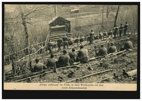AK Photo culte perpétuel dans le champ: Chapelle des baleines sur le scènario de guerre westl. 1915