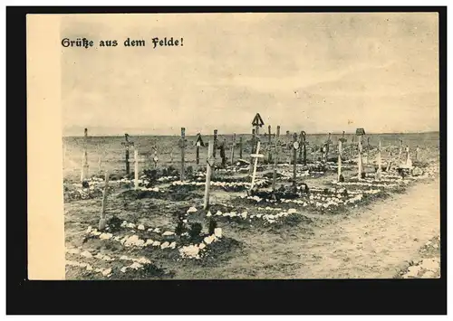 AK Grüße aus dem Felde: Soldatenfriedhof bei Bailleul (westl. Teil), ungebraucht
