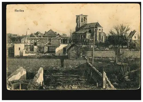 Guerre-AK Herlie détruit après les combats chez Neuve Chapelle, poste de terrain 1915