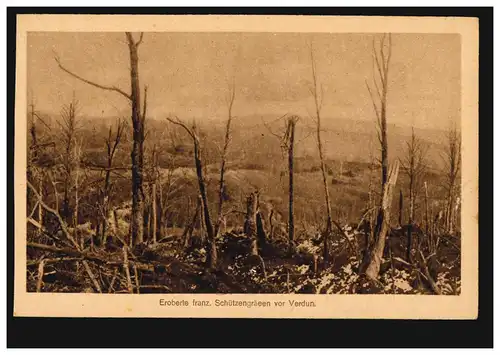 Krieg-AK Eroberte franz. Schützengräben vor Verdun, Feldpost 23.10.1917 mit BS