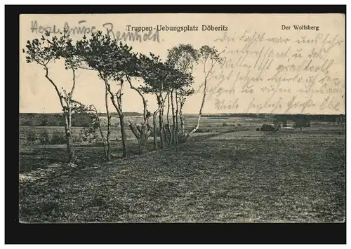 AK Truppen-Übungsplatz Döberitz - Der Wolfsberg, BERLIN 16.4.1910 nach Ohrdruf